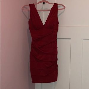 Red ruffley bodycon dress